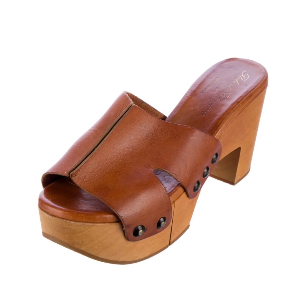Women's Brown Leather Platform Sandals